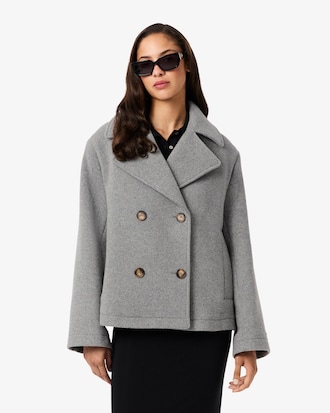 Women's Short Oversized Wool Blend Pea Coat