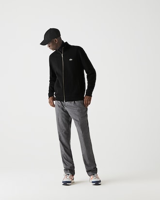 Men's Zippered Stand-Up Collar Piqu&eacute; Fleece Jacket