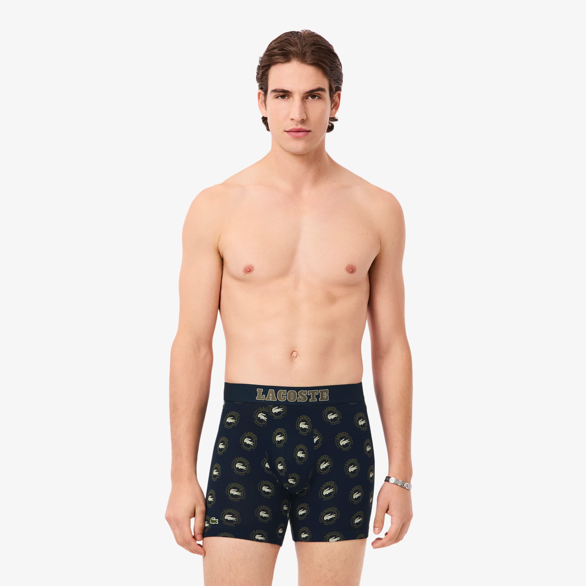 Lacoste Men's Printed Stretch Cotton Boxer Briefs