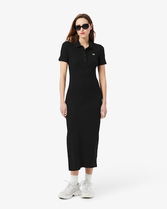 Women's Long Ribbed Cotton Polo Dress