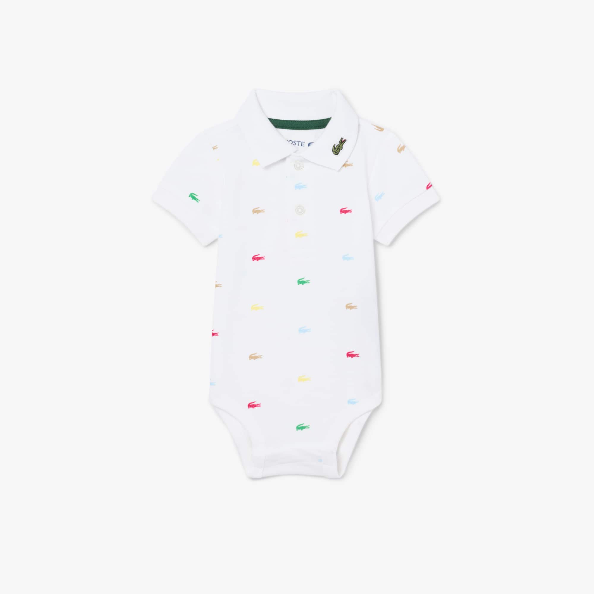 Lacoste Pañalero de piqué con estampado de cocodrilo para bebé Blanco