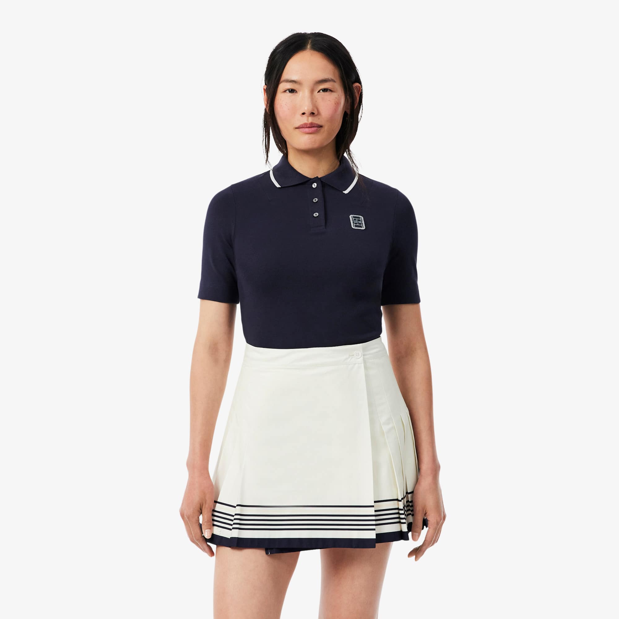 Lacoste Slim Fit Two Tone Badge Accent Polo Shirt - Xxs (32) In Blue