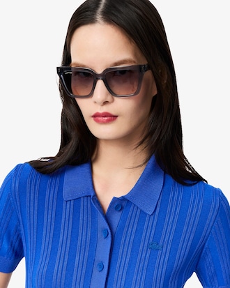 Women's Ribbed Knit Polo Collar Sweater