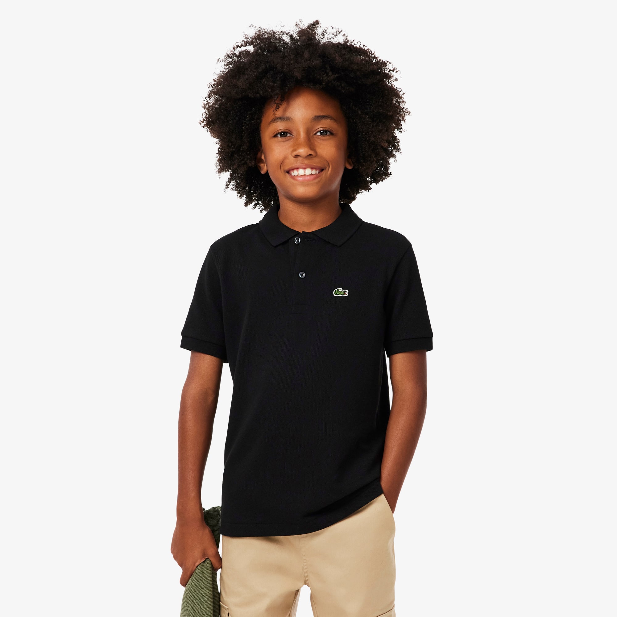 Lacoste Kids' Boys' Petit Piqué Polo - 14 Years In Black