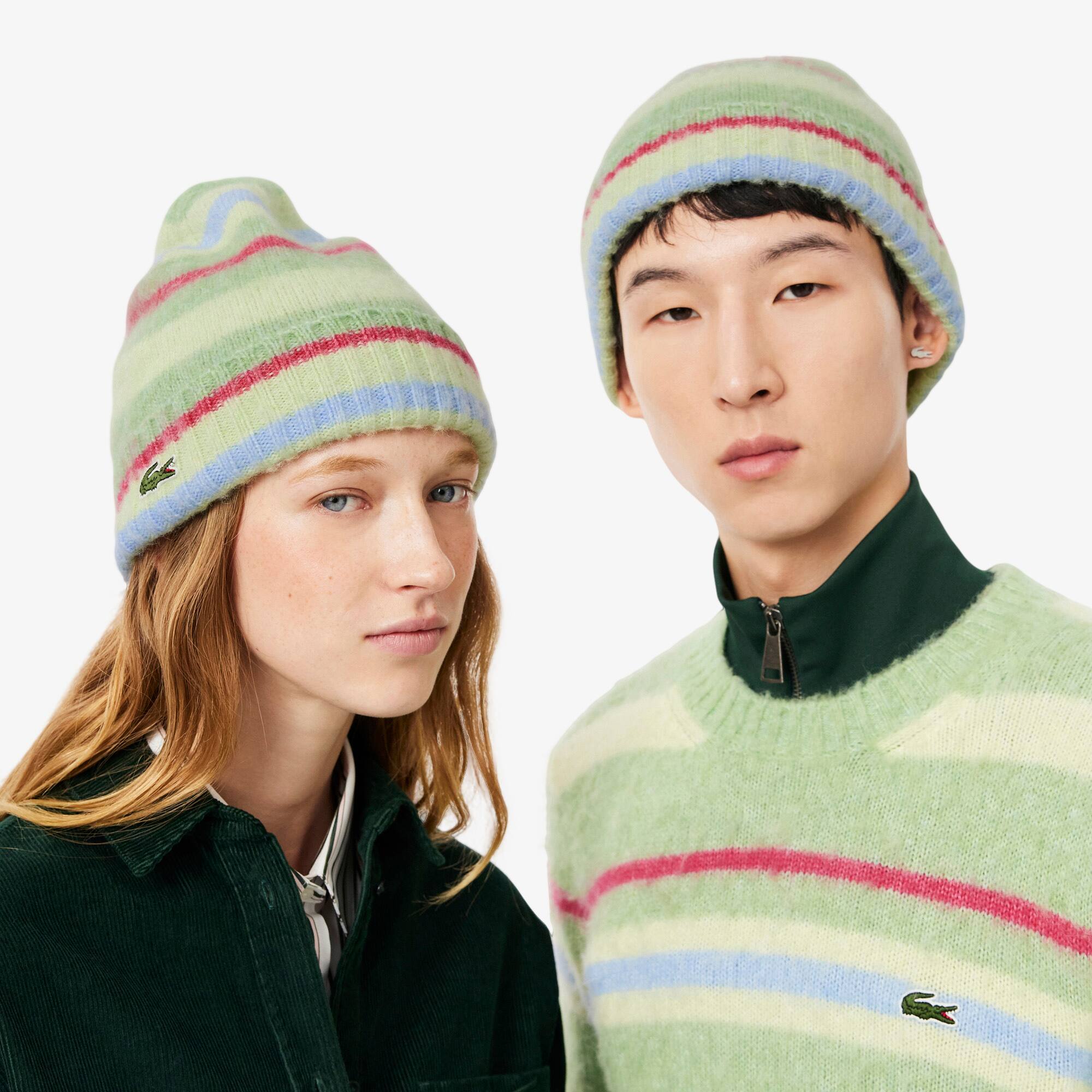 Unisex Striped Alpaca Blend Wool Beanie - Caps & Hats - New In