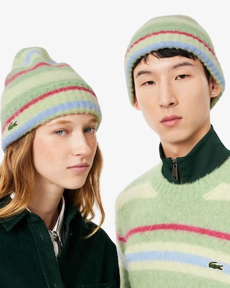 Unisex Striped Alpaca Blend Wool Beanie