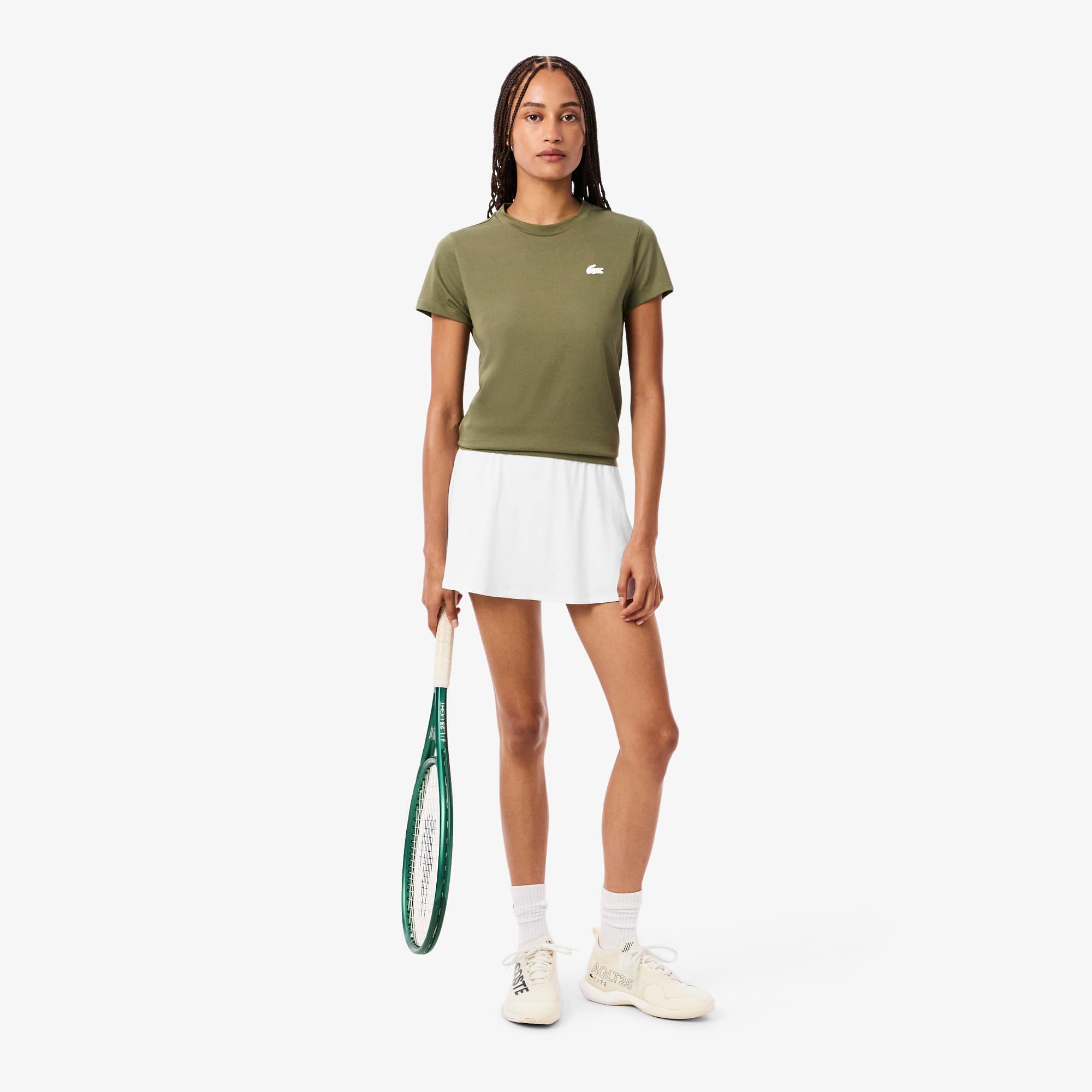 Lacoste Women's Ultra Dry Sport Lined Skirt - 38 In White