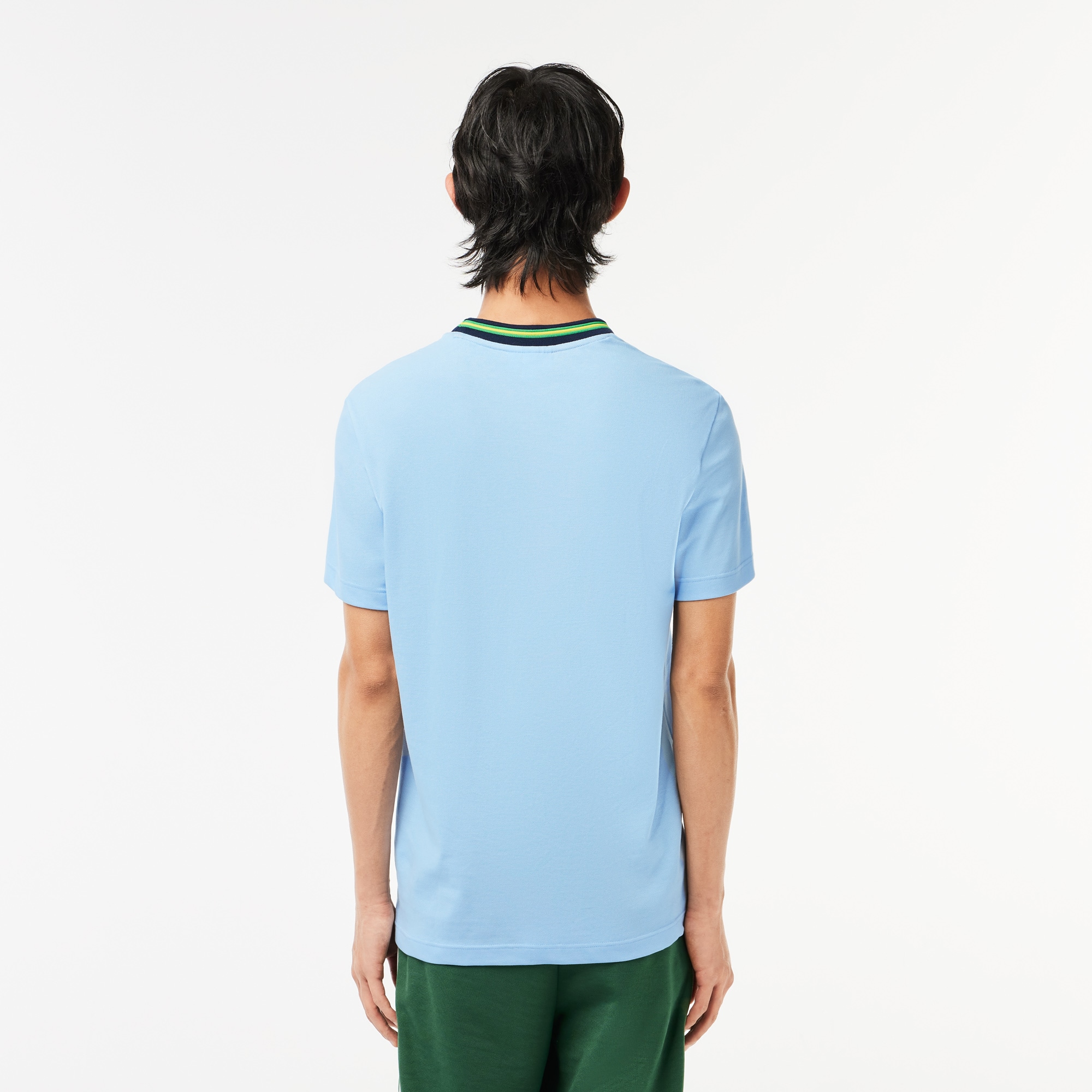 【LACOSTE】ラコステ Pique Stripe Collar Tシャツ 襟ストライプ Men's Stretch Piqué Striped Collar T-Shirt - T-shirts - New