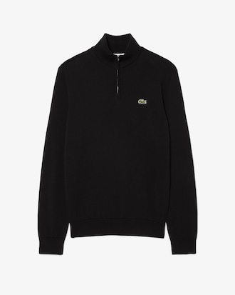 Men's Zip-Up High-Neck Cotton Sweater