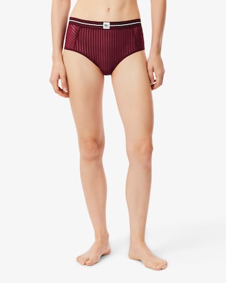 High Waist Velour Stripe Mesh Briefs