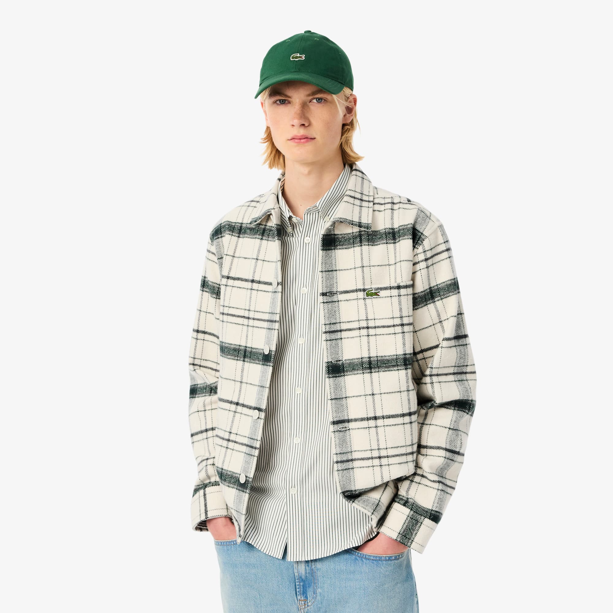 Lacoste Men's Cotton Plaid Overshirt - 15¾ - 40 In Gray