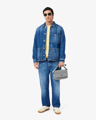 Monogram Leather Flap Close Satchel