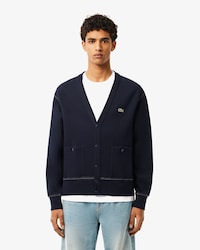 Men's Relaxed Fit Piqué Topstitch Detail Cardigan