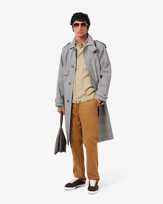 Men's Water-Repellent Plaid Trench Coat