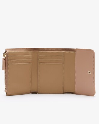 Cartera Amelia de piel lisa con tres pliegues y cierre a presi&oacute;n para mujer