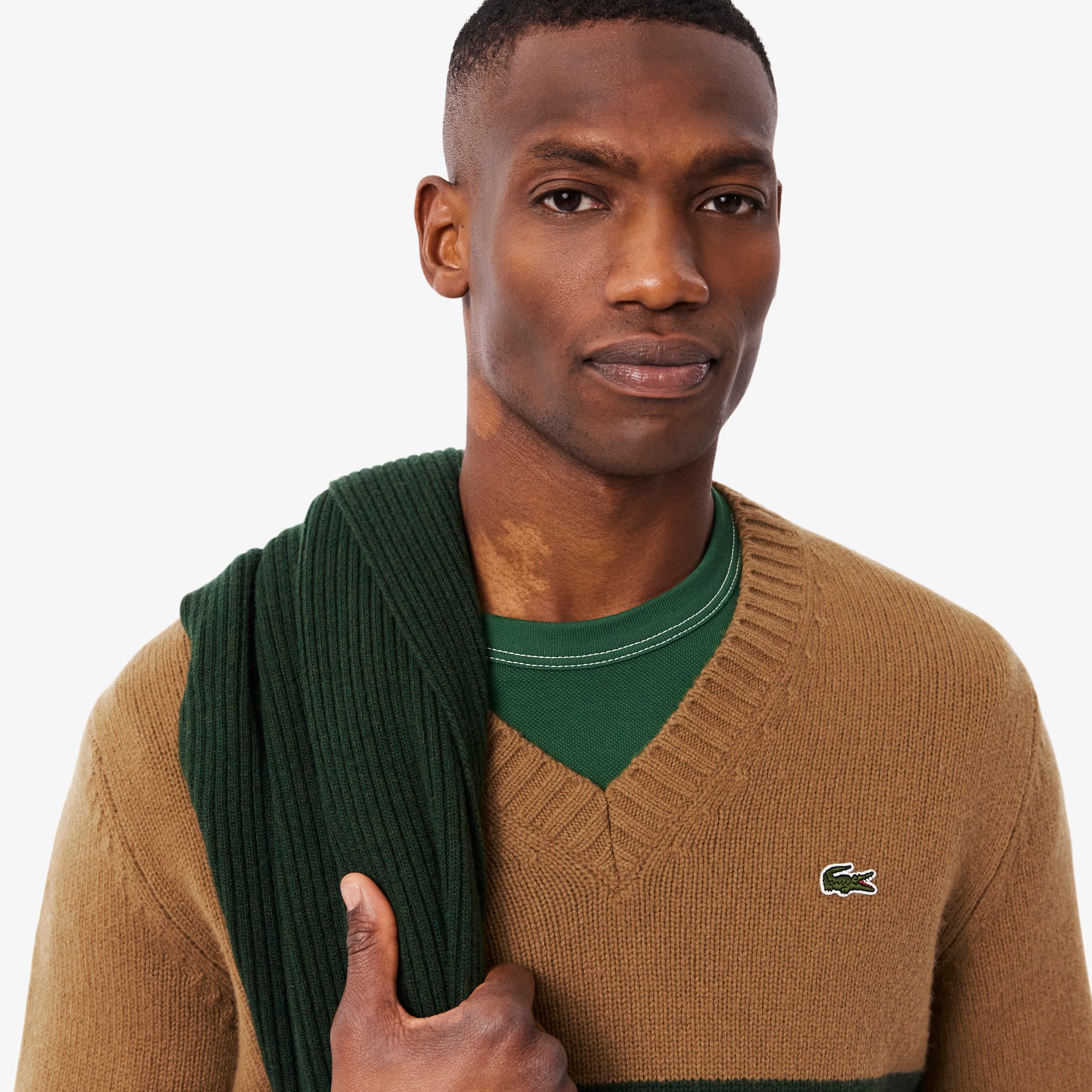 Men's Striped Wool V-Neck Sweater - Sweaters & Sweatshirts - New