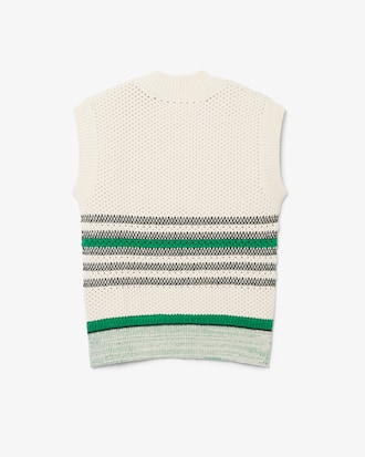 Lacy Striped Piqu&eacute; Sweater Vest