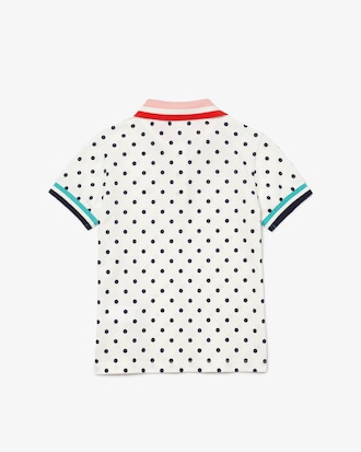 Girls&rsquo; Lacoste Polka Dot Print Cotton Piqu&eacute; Polo Shirt