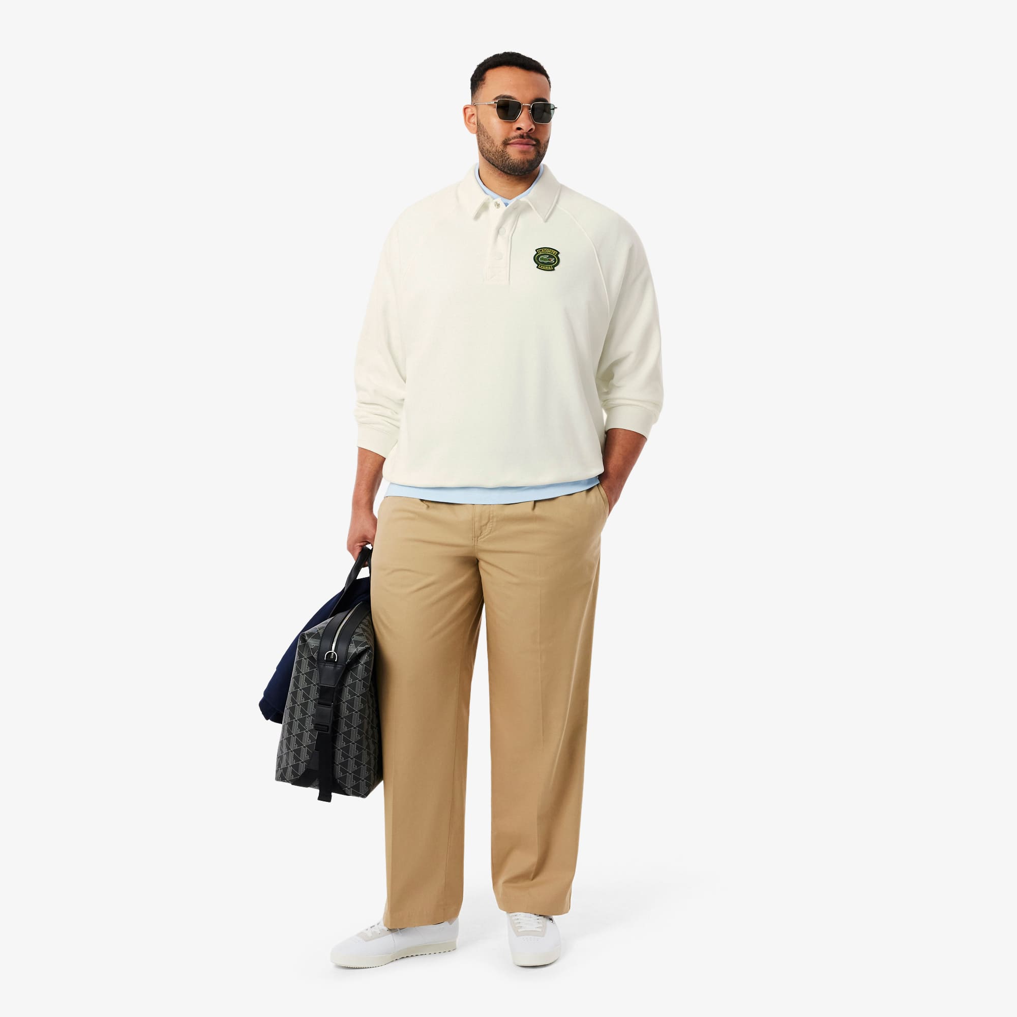 Men's Loose Fit Polo Collar Fleece Sweatshirt