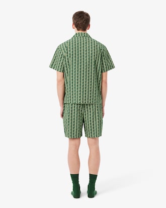 Shorts De Pijama De Popelina Con Estampado Monograma