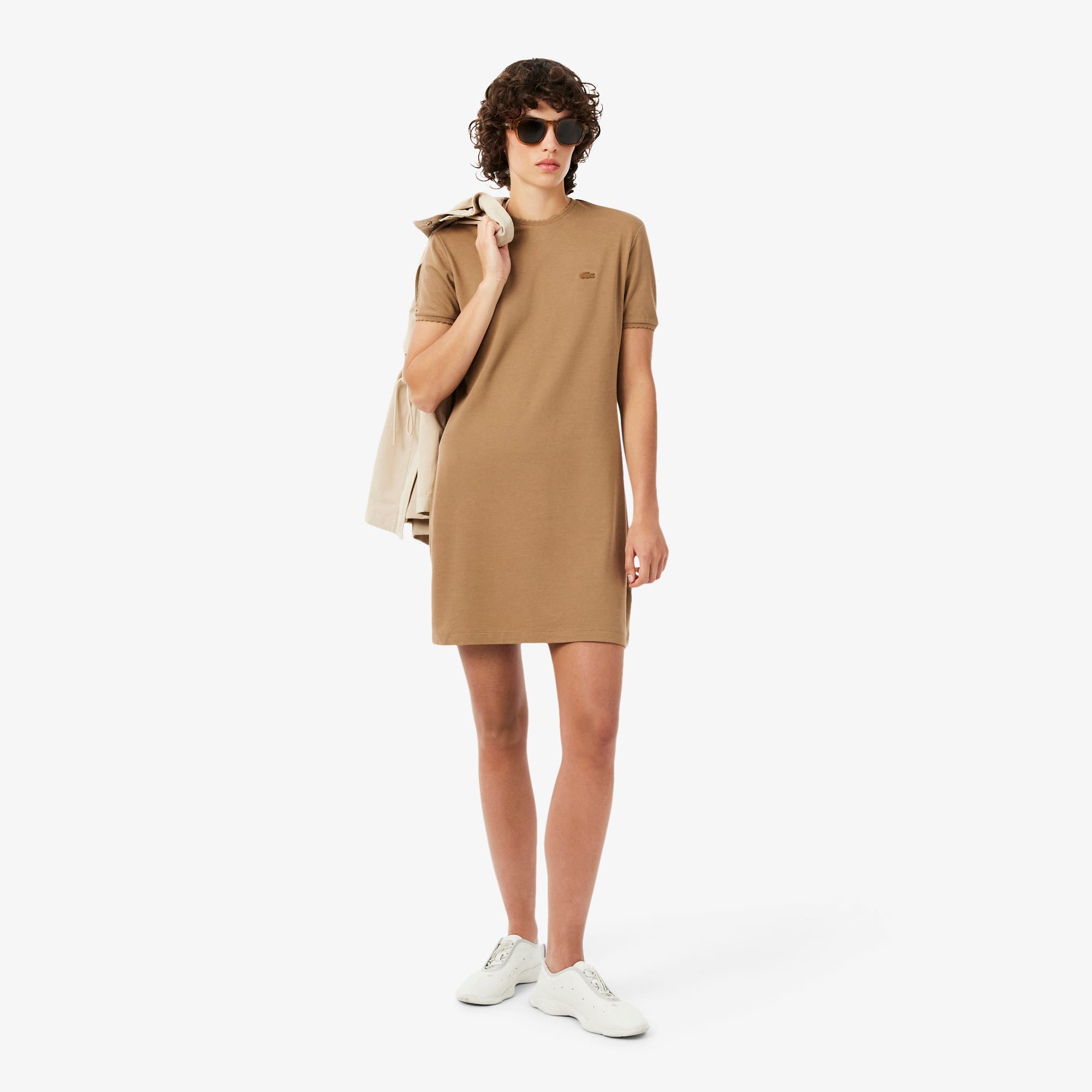 Fluid Scalloped Piqué Dress