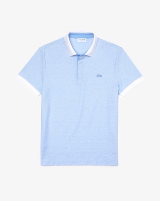 Men’s Regular Fit Striped Cotton and Linen Piqué Polo