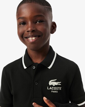 Boys' Stripe Collar Petit Piqu&eacute; Polo