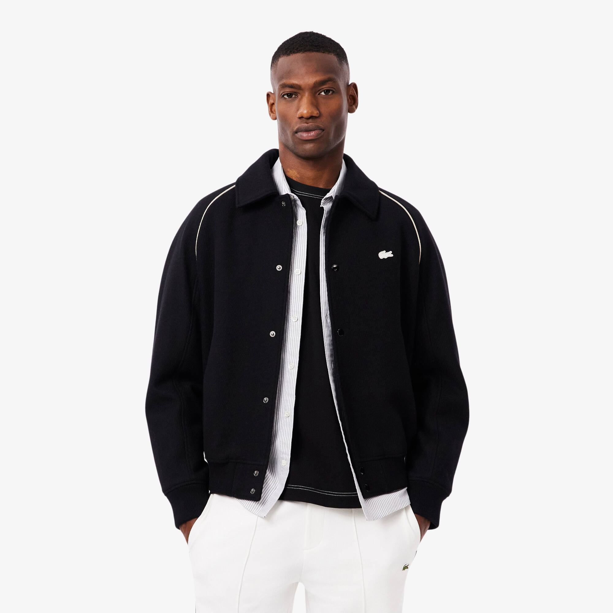 Men's Badge Accent Wool Varsity Jacket