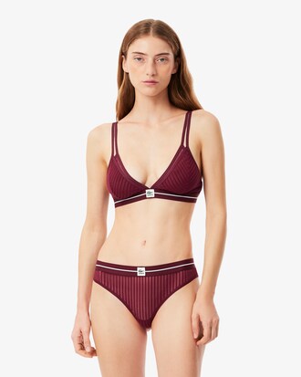 Velour Stripe Mesh String Briefs