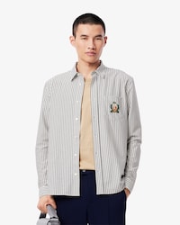 Camisa para hombre regular fit de algod&oacute;n a rayas