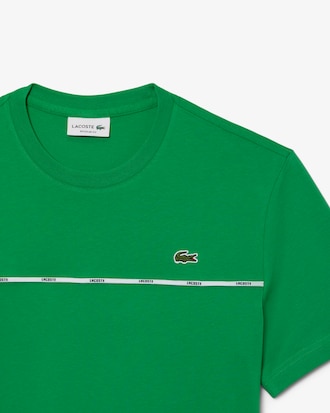 Playera de punto de algodón con ribete de logo para hombre