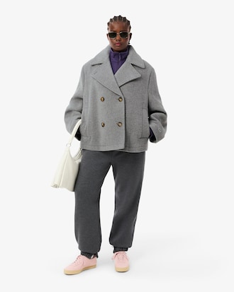 Women's Short Oversized Wool Blend Pea Coat