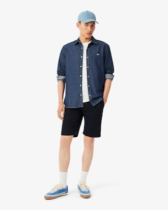 Shorts para hombre de corte slim en algodón elástico