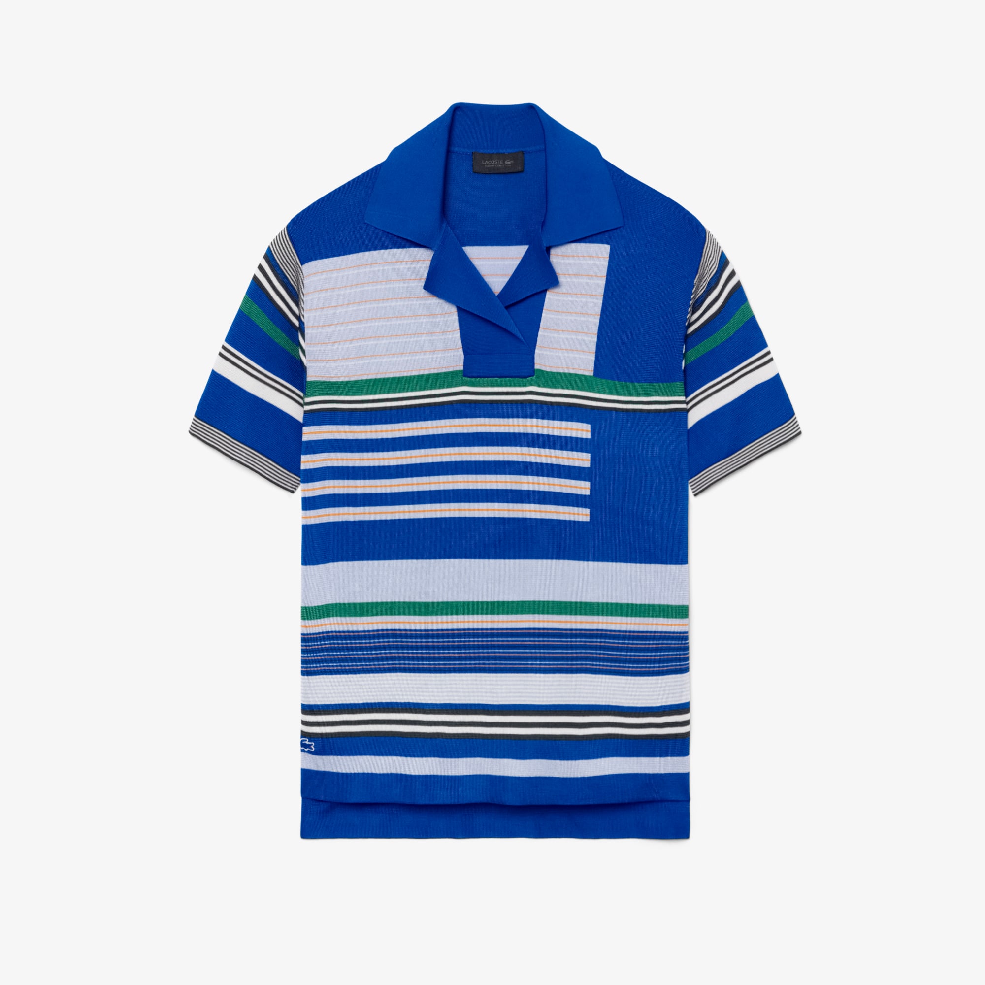 Runway Oversized Striped Satin Piqué Polo Shirt