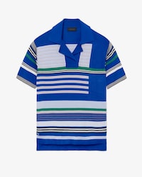 Runway Oversized Striped Satin Piqu&eacute; Polo Shirt