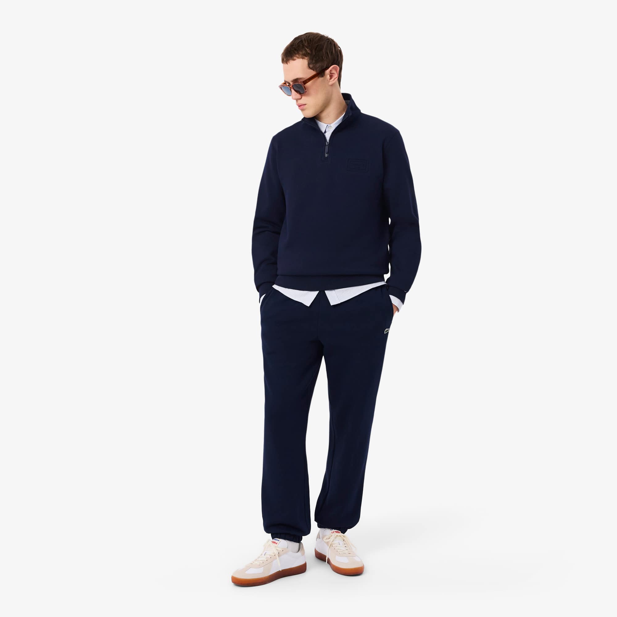 High Neck Embossed Zipped Sweatshirt - Sweaters & Sweatshirts