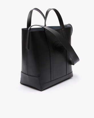 Embossed Badge Leather Tote