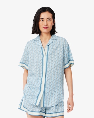 Camisa extragrande con estampado de monogramas para mujer