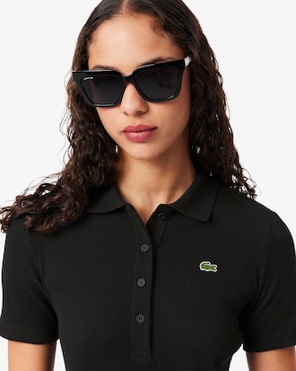 Women's Long Ribbed Cotton Polo Dress