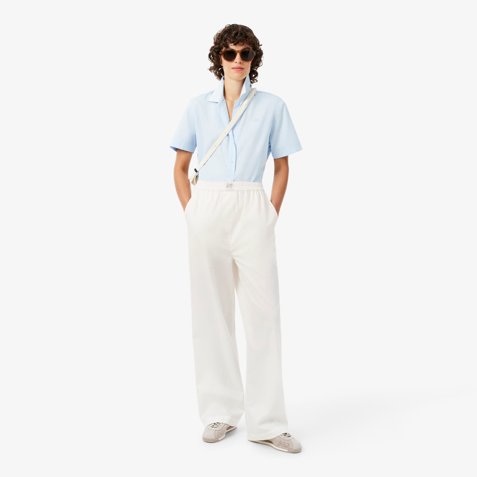 Lacoste Wide Fit Cotton Petit Piqué Pants - S (36) In White