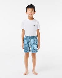 Kids' Monogram Print Swim Trunks