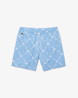 Men&rsquo;s Lacoste LIVE Monogram Print Swimming Trunks