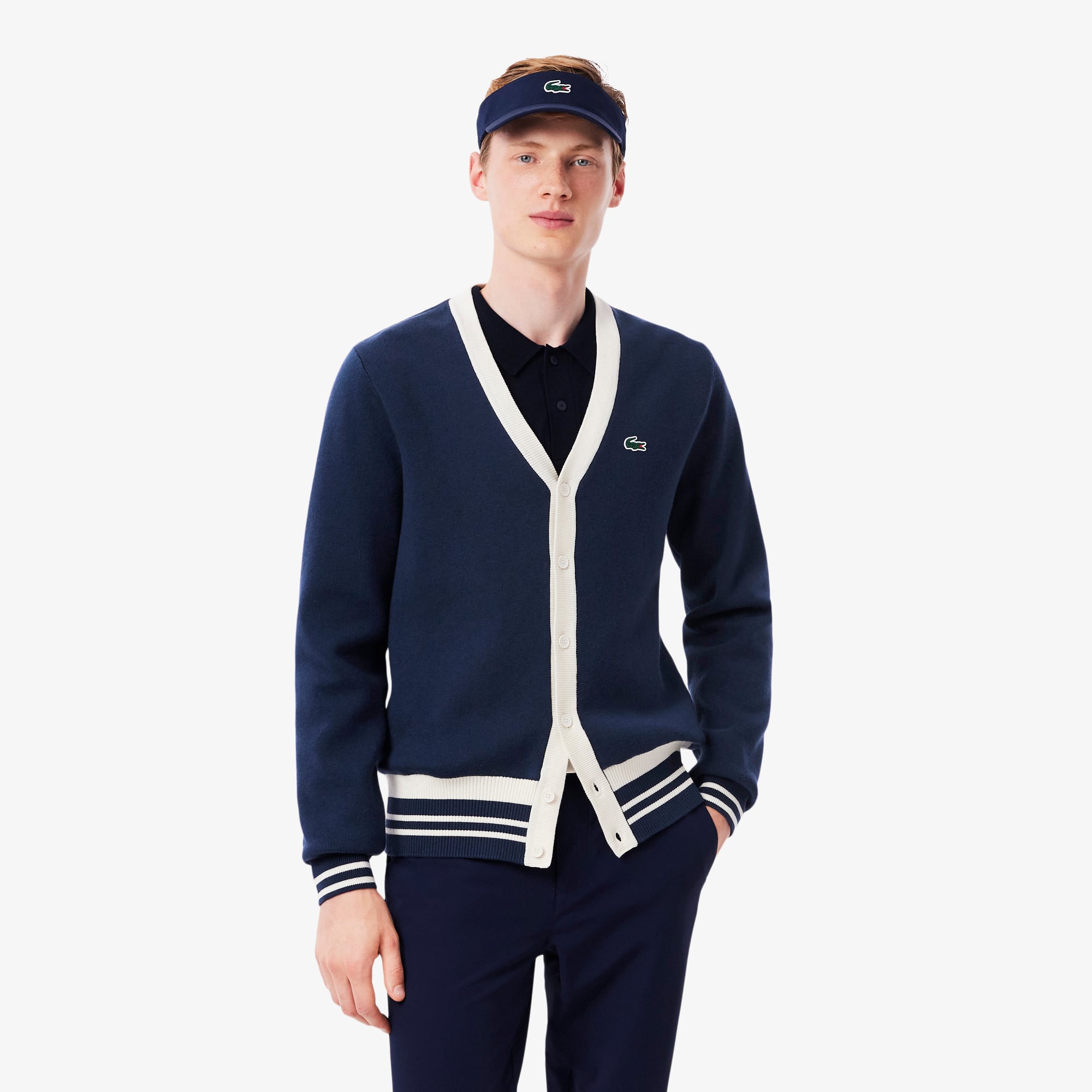 Lacoste Men's Golf Cardigan - L - 5 In Blue