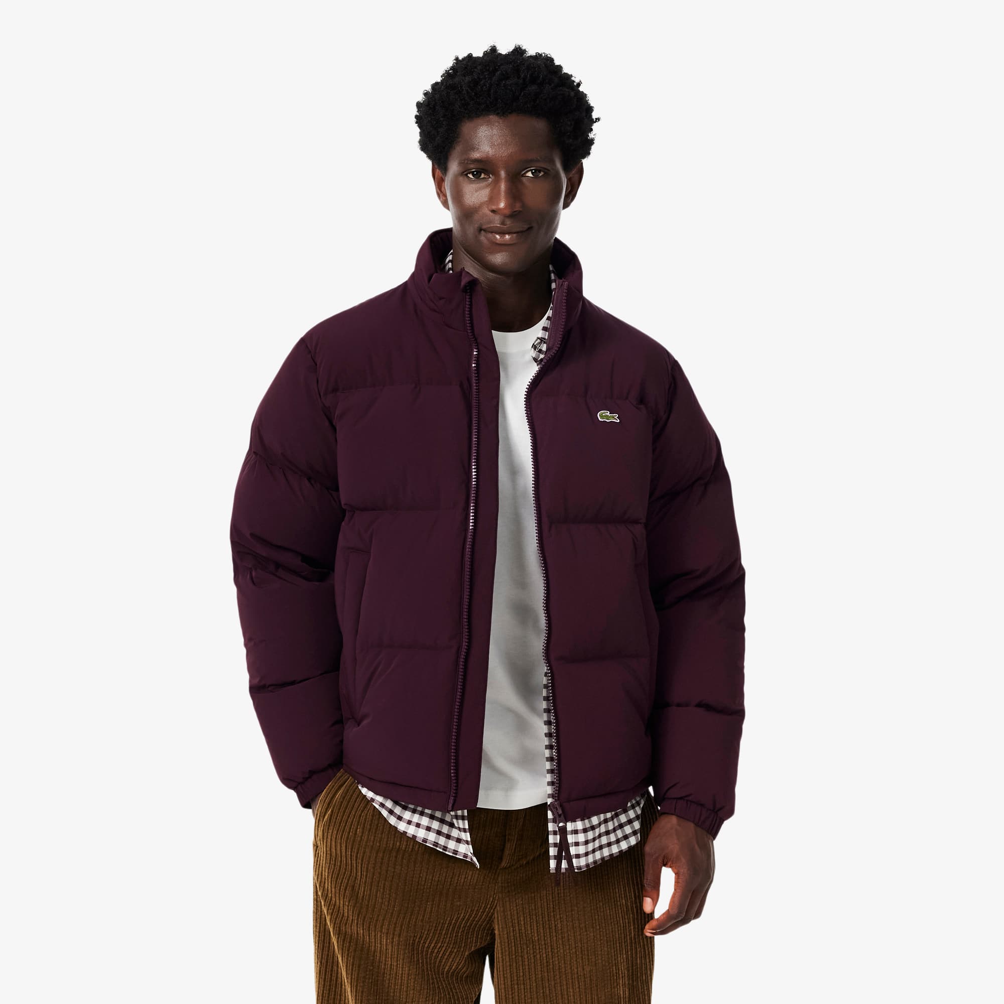 Lacoste Men's Water-repellent Hooded Down Jacket - 54 - L In Purple