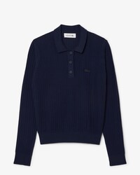 Women's Regular Fit Ribbed Knit Polo
