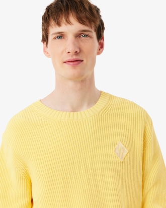 Pearl Rib Knit Badge Accent Sweater