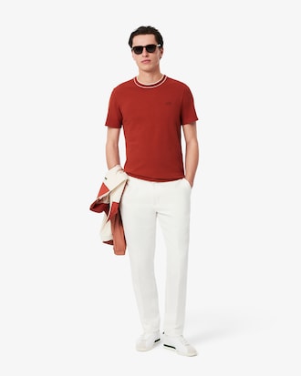 Men's Stretch Piqué Striped Collar T-Shirt