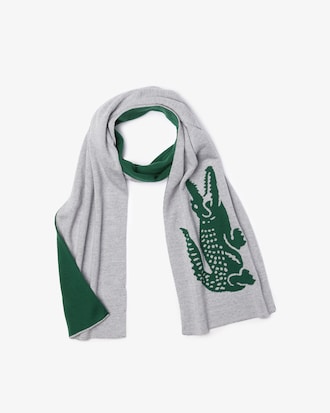 Men's Oversized Crocodile Rectangular Wool Scarf