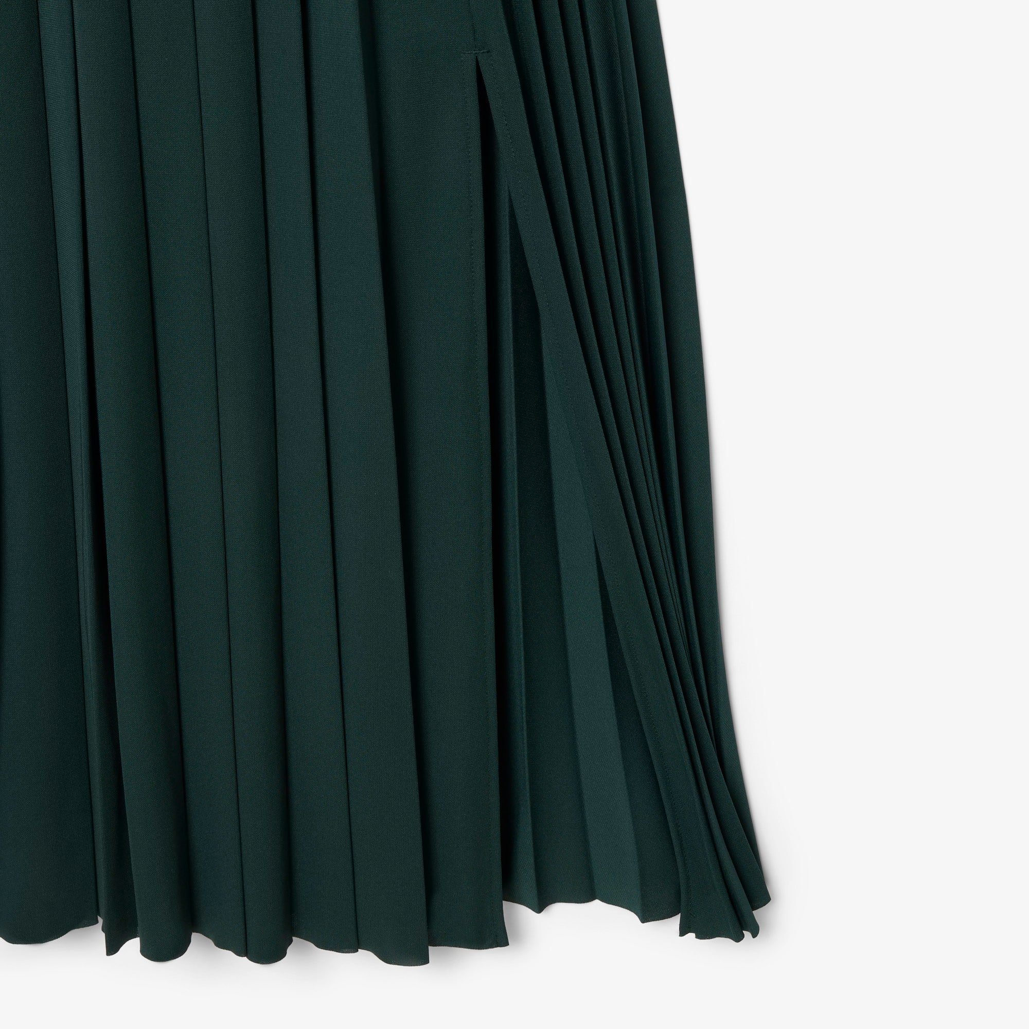 Pleated Fluid Jersey Polo Collar Dress