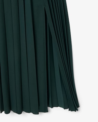 Pleated Fluid Jersey Polo Collar Dress